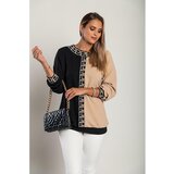Fenzy Ohlapna Majica Z Geometrijskim Potiskom, Črno-Bež | Shoptok.si