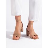 Shelvt Suede beige heeled sandals | shoptok.hr