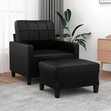 The Living Store Fotelj s stolčkom za noge črn 60 cm umetno usnje - Kavč S Stolčkom Za Noge, (21445343) | Shoptok.si