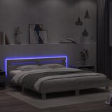  Okvir kreveta s uzglavljem LED siva boja hrasta 200x200 cm | shoptok.hr