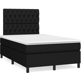 vidaXL Box spring postelja z vzmetnico LED črna 120x190 cm blago Cene