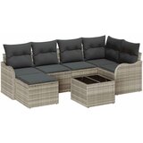 vidaXL Vrtna sedežna garnitura z blazino 7 pcs Svetlo siva Poly ratan, (5000022615) Cene
