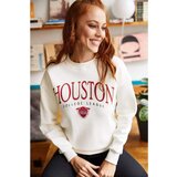 Olalook Women's Ecru Houston Printed Raised Sweatshirt Cene