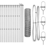 vidaXL Šesterokotna ograja 0.6x25 m pocinkano jeklo, Stebri 13 kom Ø32 mm 100 cm pocinkano jeklo | Shoptok.si