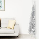 vidaXL Tanka umjetna polovica božićnog drvca sa stalkom srebrna 150 cm | shoptok.hr