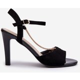 Sergio Leone Women's High Heel Eco Suede Sandals with Chain | Shoptok.si