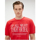 Koton Slogan Printed T-Shirt Crew Neck Short Sleeve Cotton