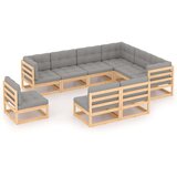  Sedežna garnitura 9-delna z blazinami trdna borovina | Shoptok.si