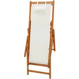  Zložljiv stol za na plažo trden evkaliptusov les in krem blago, (20658032) | Shoptok.si