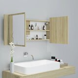  LED kupaonski ormarić s ogledalom boja hrasta 100x12x45 akrilni | shoptok.hr