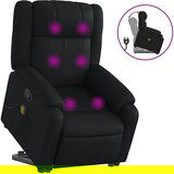 Maison Chic masažni naslanjač - Relax naslanjač s funkcijo vstajanja črno umetno usnje, (22062632) | Shoptok.si