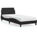 vidaXL Postelja z vzmetnico črna 90x200 cm umetno usnje | Shoptok.si