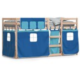 vidaXL krevet na kat sa zavjesama plavi 90x190 cm od masivne borovine | shoptok.hr