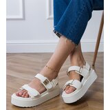 D/CEO White platform sandals with Velcro straps Areka | shoptok.hr