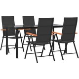  5-dijelni vrtni blagovaonski set od poliratana crno-smeđi | shoptok.hr