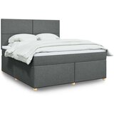 vidaXL Box spring postelja z vzmetnico temno siva 180x200 cm blago | Shoptok.si