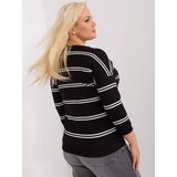Fashion Hunters Plus size black cotton striped blouse | Shoptok.si