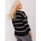 Fashionhunters Plus size black cotton striped blouse