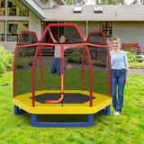  Trampolin Ø223 cm z varnostno mrežo, nosilnost do 150 kg, rumeno - rdeč | Shoptok.si