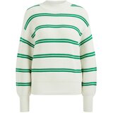 WE Fashion Pulover zelena / bela | Shoptok.si