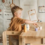 MeowBaby Lesena učna stolpica ® Montessori, bela s naravnimi elementi s ploščo, (20734358) | Shoptok.si