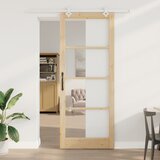 vidaXL drsna vrata z opremo 93x232 cm Trden borov les, notranja vrata z steklom 'ORKDAL'93x232x4 cm Trden borov les Cene