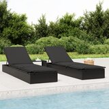LEŽAJ za sunčanje 1 kom s jastukom crni 201x55x62 cm poliratan | shoptok.hr