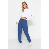 Trendyol Indigo Loose Jogger Normal Waist Thick Knitted Sweatpants