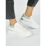 Shelvt White women's sneakers with a green element | shoptok.hr