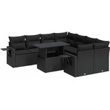 vidaXL Vrtna sedežna garnitura 9-delna z blazinami črn poli ratan, (21783540) | Shoptok.si