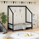  Okvir za dječji krevet crni 70 x 140 cm od masivne borovine | shoptok.hr