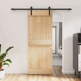  Klizna vrata Prirodna i crna 80 x 210 cm Čvrsta borovina Cijene
