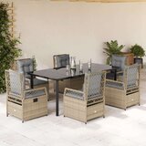  7-dijelni vrtni blagovaonski set od poliratana s jastucima bež | shoptok.hr