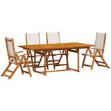  5-dijelni vrtni blagovaonski set od drva bagrema i tekstilena | shoptok.hr
