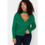 Trendyol Curve Plus Size Sweater - Green - Slim fit Cene