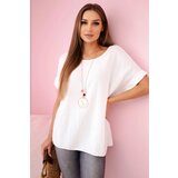Kesi Włoski Muslin blouse with a necklace white | shoptok.hr