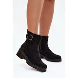 Boto Insulated Women's Ankle Boots Low Heel Block with Buckle Black Helvina | Shoptok.si