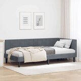 vidaXL Kotna postelja z vzglavjem Temno siva 100 x 200 cm Žamet | Shoptok.si