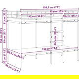 vidaXL Krevet na kat bez madraca bijeli 90x190 cm čelik | shoptok.hr