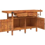  Radni stol s ladicama i škripcima 162x62x83 cm od drva bagrema | shoptok.hr