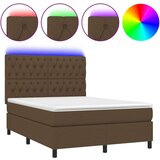  Box spring postelja z vzmetnico LED temno rjava 140x200cm blago, (20899228) | Shoptok.si