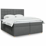 vidaXL Krevet s oprugama i madracem tamnosivi 200 x 200 cm od tkanine | shoptok.hr