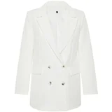 Trendyol White Oversize Lined Buttoned Woven Blazer Jacket