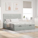 vidaXL Otomanski posteljni okvir z vzmetnicami siv 160x200 cm žamet | Shoptok.si