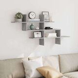 vidaXL Stenska polica betonsko siva 124,5x18x60,5 cm iverna plošča | Shoptok.si