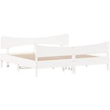  The Living Store Posteljni okvir brez vzmetnice bel 200x200 cm trdna borovina - Posteljni Okvir, (21527100) | Shoptok.si