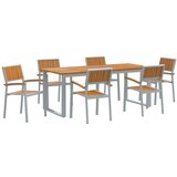 vidaXL Komplet za jedilnico v vrtu 7 pcs Siva in rjava | Shoptok.si