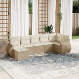 Maison Chic Seti vrtnega pohištva - Vrtna garnitura - Vrtni pohištvo set 7-delna z blazinami bež poli ratan, (21802104) | Shoptok.si