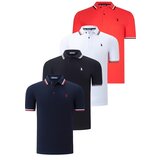 Dewberry QUAD SET T8594 MENS T-SHIRT-BLACK-WHITE-NAVY BLUE-POMEGRANATE Cijene