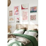 Wallxpert set od 8 uramljenih slika Çgs-021, roze i crveni motivi – cvetovi, flamingo, lepeza i pejzaž u zalasku sunca, beli ram | Eponuda.com